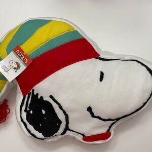 NWT- Peanuts Snoopy Head Christmas Holiday Pillow